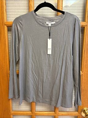 NWT Chico's 1 Silver-Gray Long Sleeve Shimmer Top